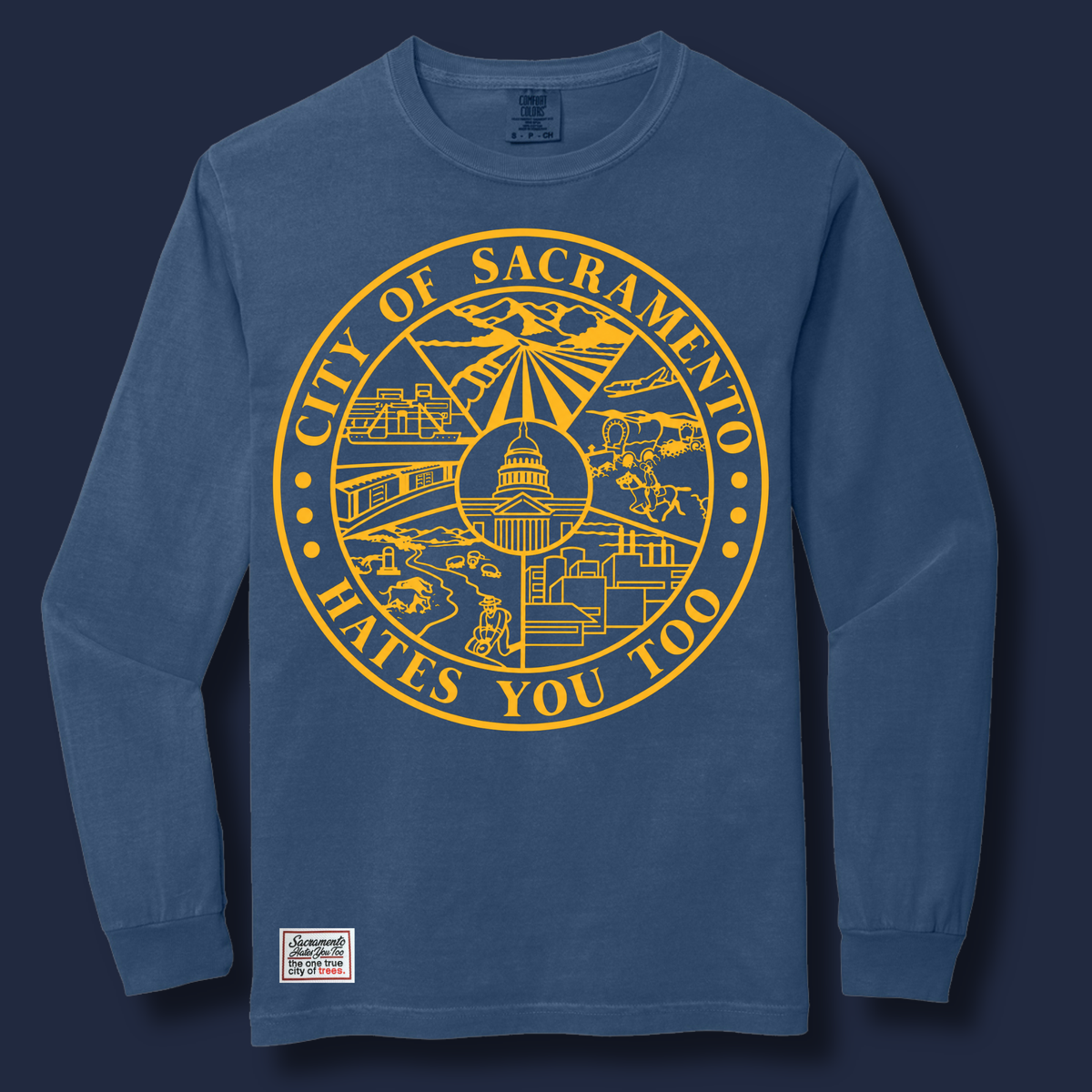 New Crest China Blue Crew Long Sleeve T Shirt